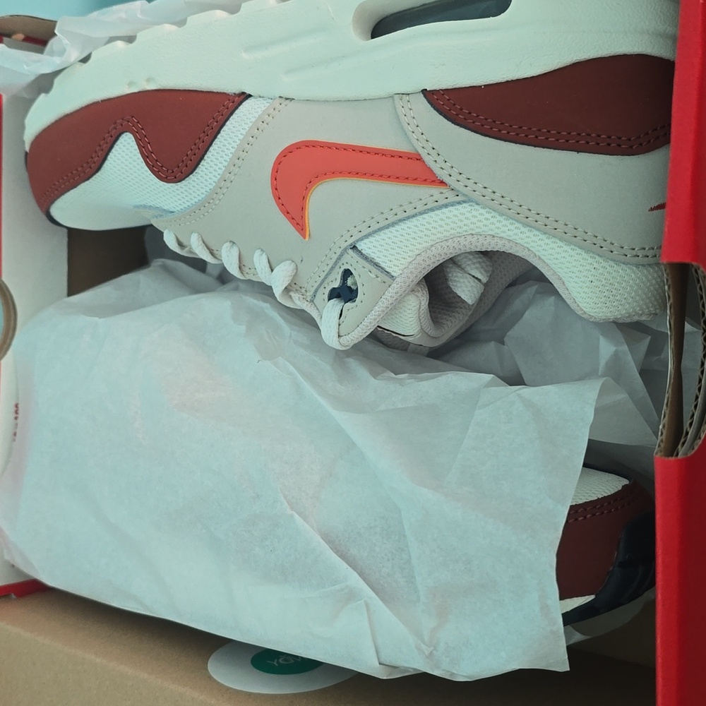 Brand NEW Nike Air Max Sneakers with Orange and Brown Accents - Boys Size 3.5 - Picture 2 of 5